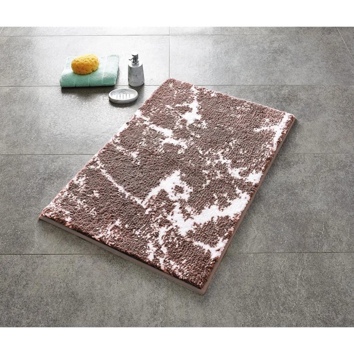 Ridder Teppich Marmor 55 x 50 cm beige-weiß Polyester-Microfaser