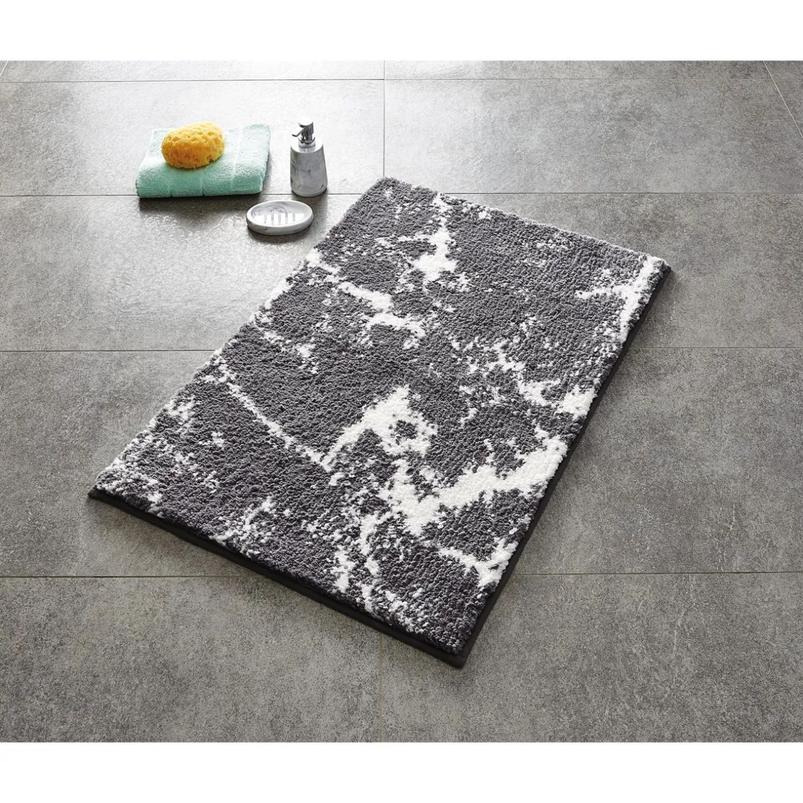 Ridder Teppich Marmor 55 x 50 cm grau-weiß Polyester-Microfaser