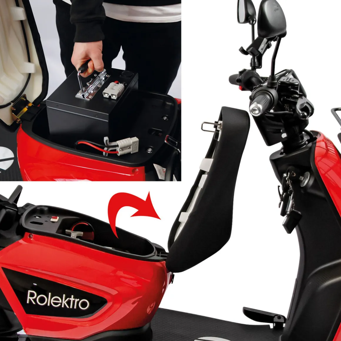 Rolektro E-Carrier „25 V.3“ Rot, mit Koffer