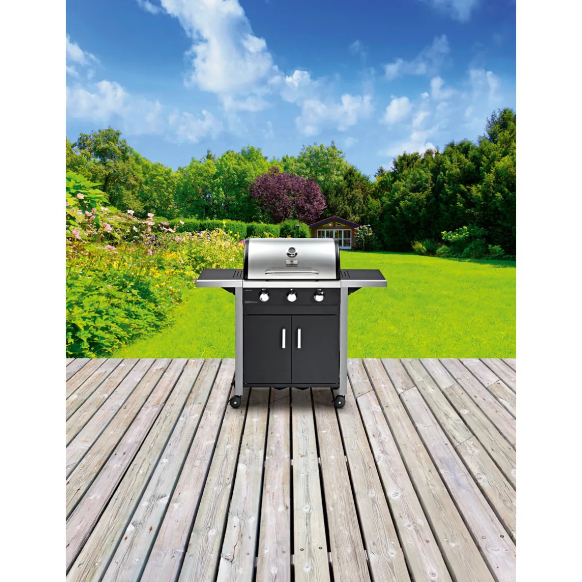 Rothmann Gasgrillwagen Ottawa 3 Brenner je 3,2 kW gusseisernes Grillrost