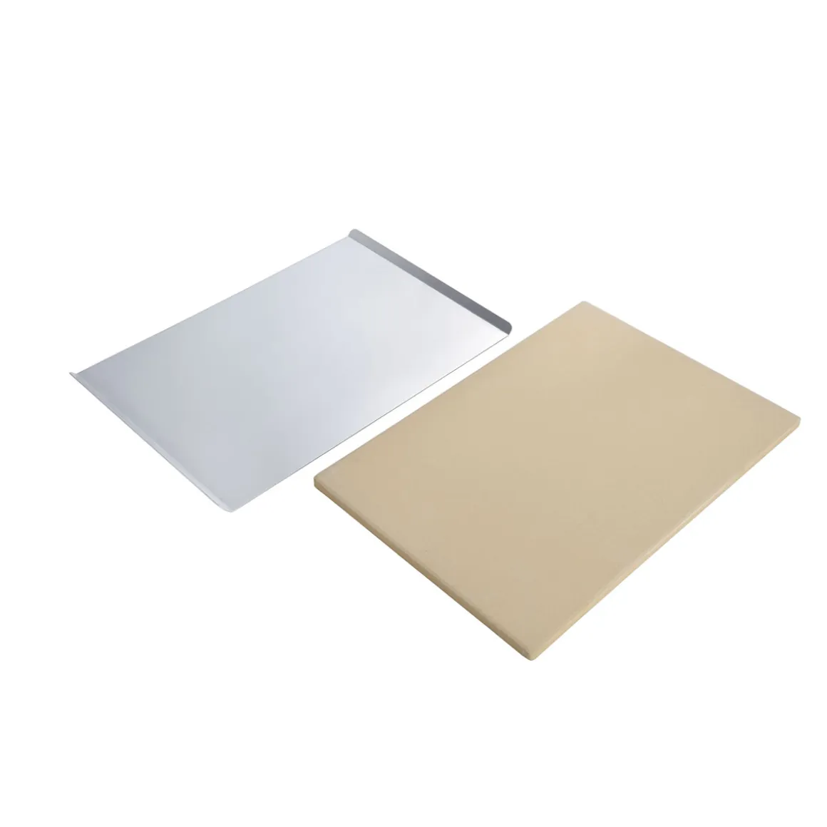 Rothmann Pizzastein rechteckig inkl Alu-Servierbrett 44 x 1,2 x 30 cm