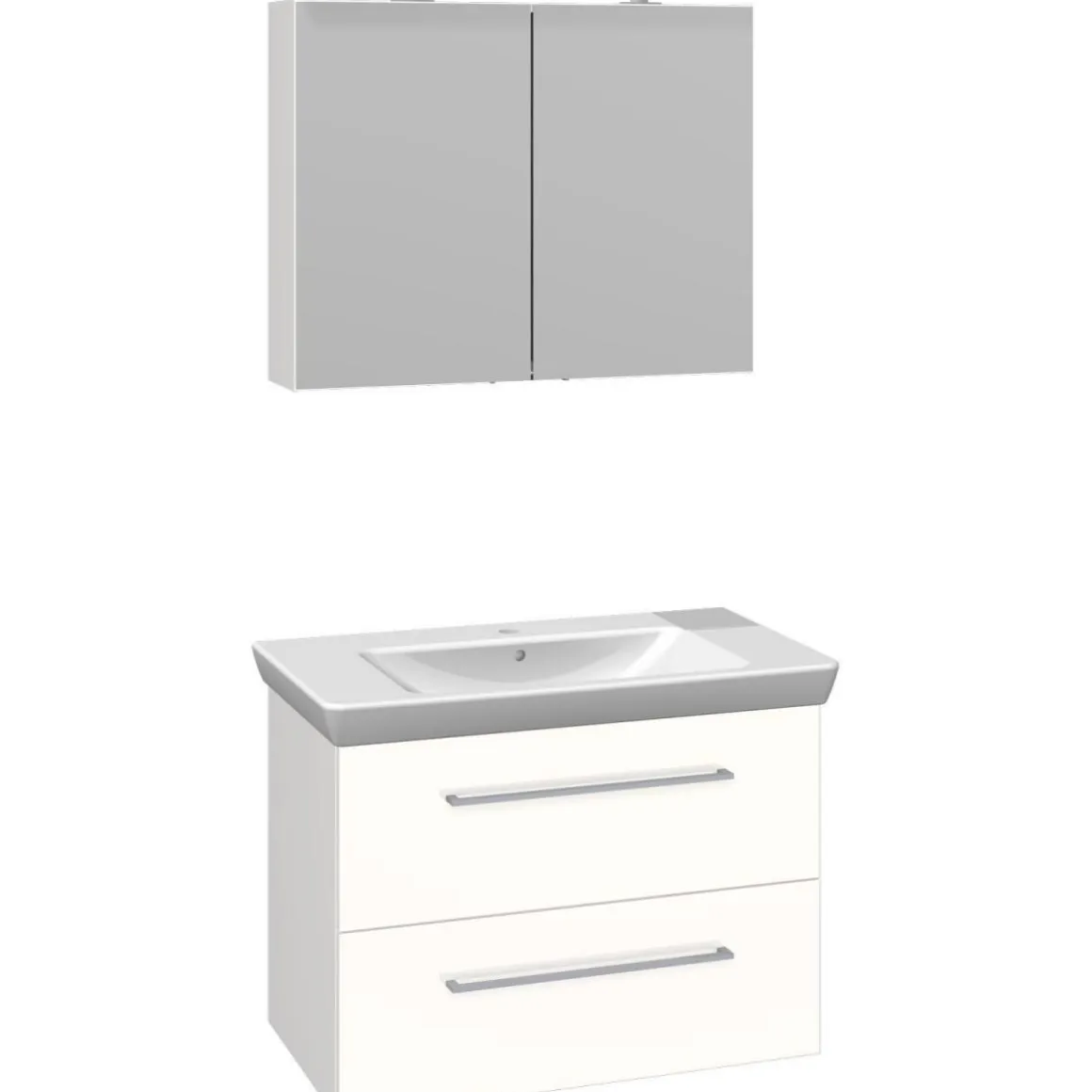 Scanbad Badmöbelset Lotto Medium Waschtisch 85 x 48 cm weiß/weiß hochglänzend