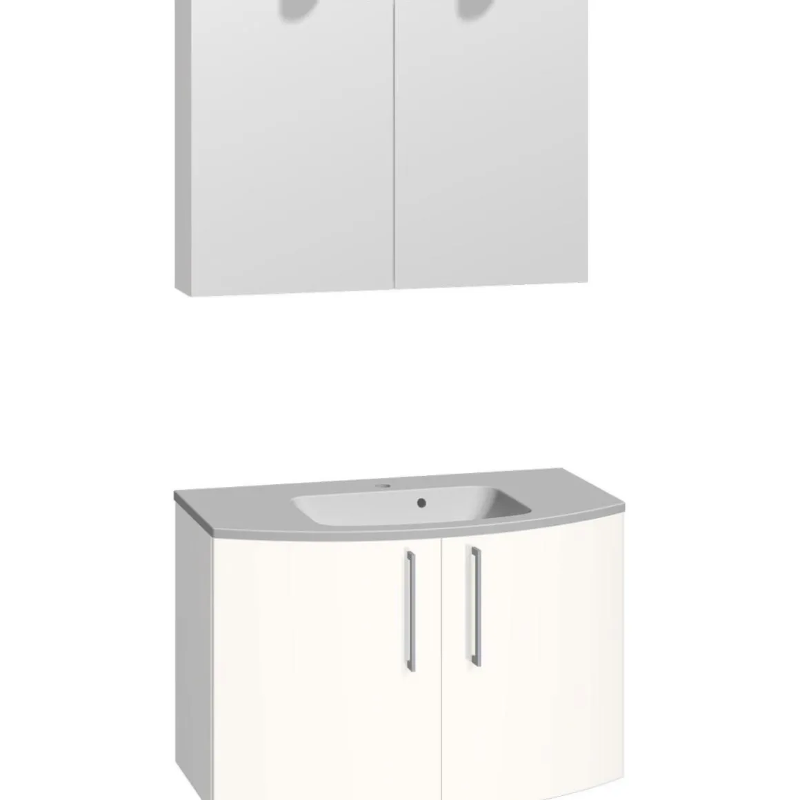 Scanbad Badmöbelset Modern und 90 cm weiß/weiß hochglänzend