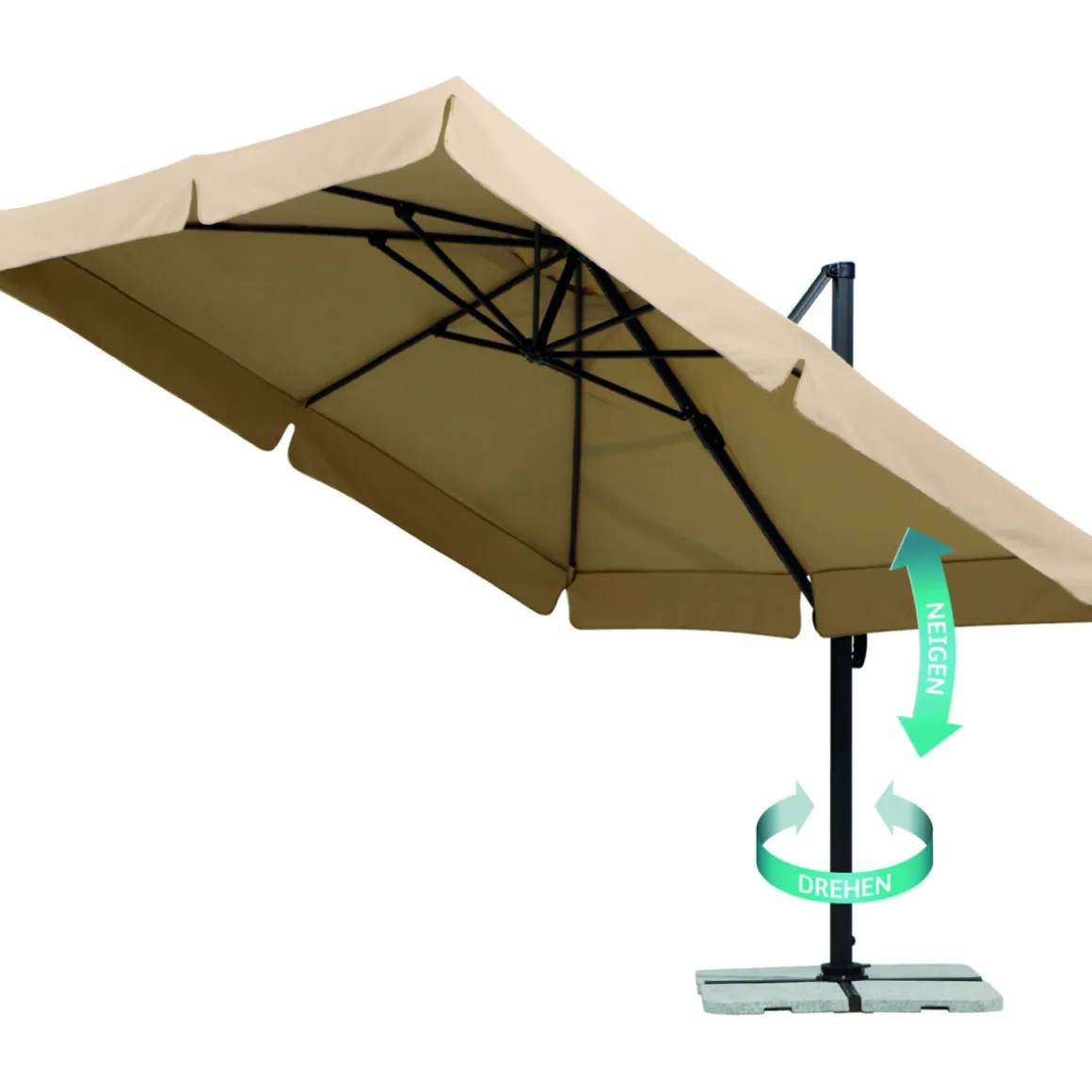 Schneider Schirme Ampelschirm Rhodos ca 300 x 300 cm Natur