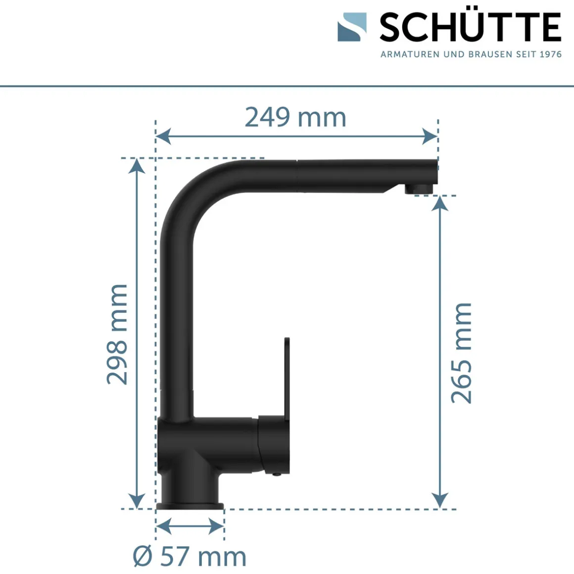 Schütte Spültischarmatur „London“ schwarz mit Geschirrbrause