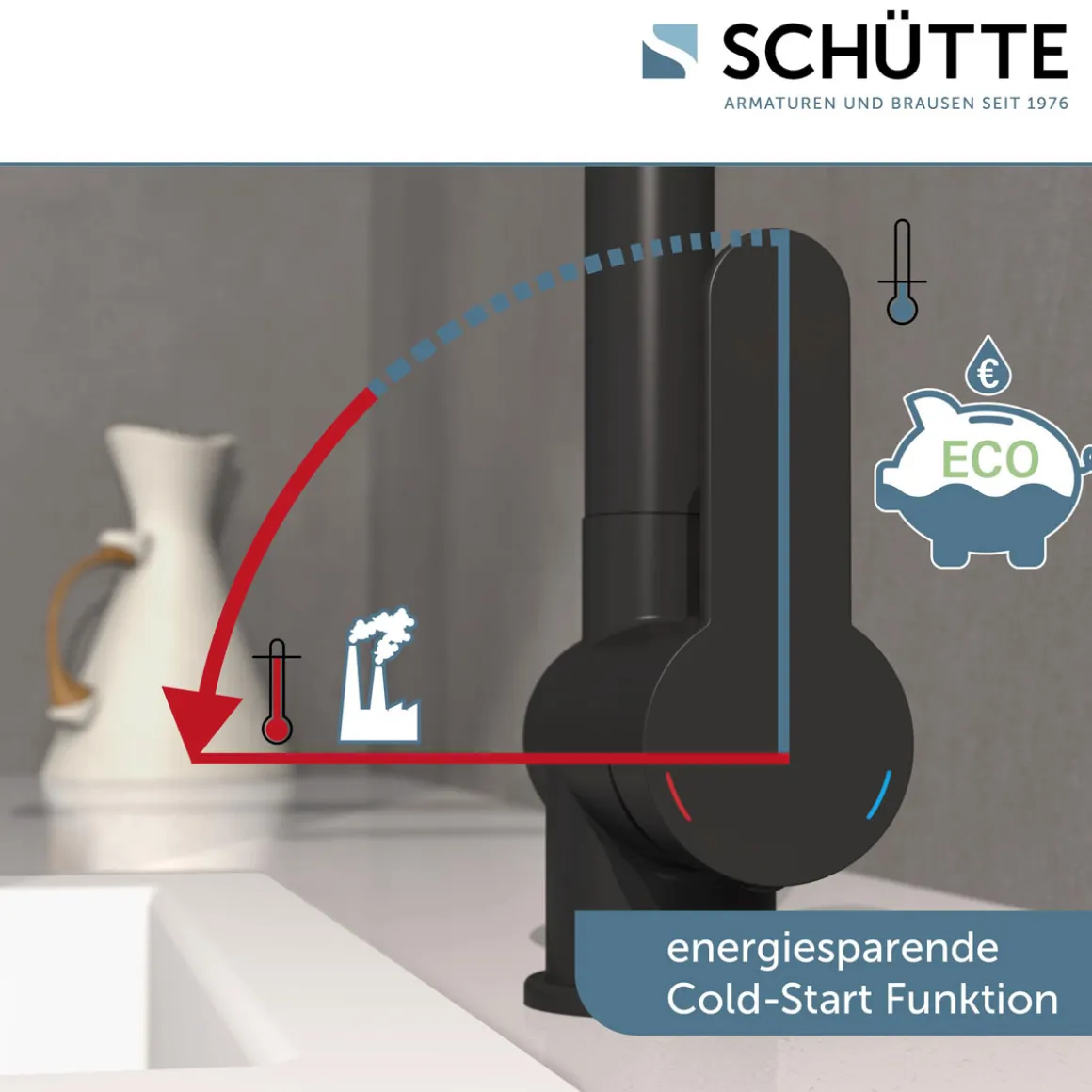 Schütte Spültischarmatur „London“ schwarz mit Geschirrbrause