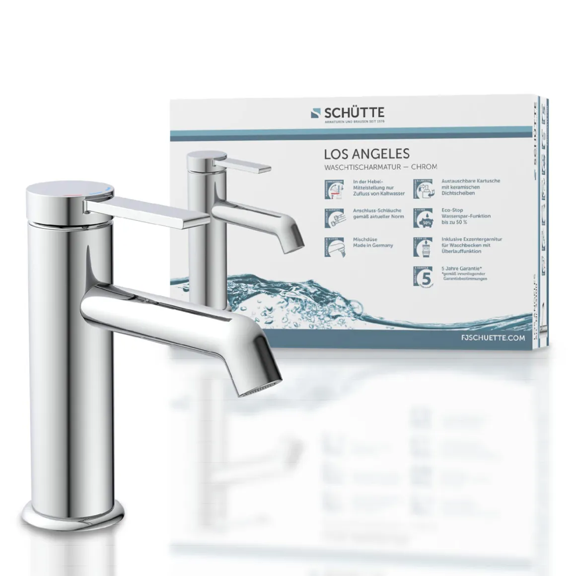 Schütte Waschtischarmatur „Los Angeles“ chrom Eco-Click-Funktion