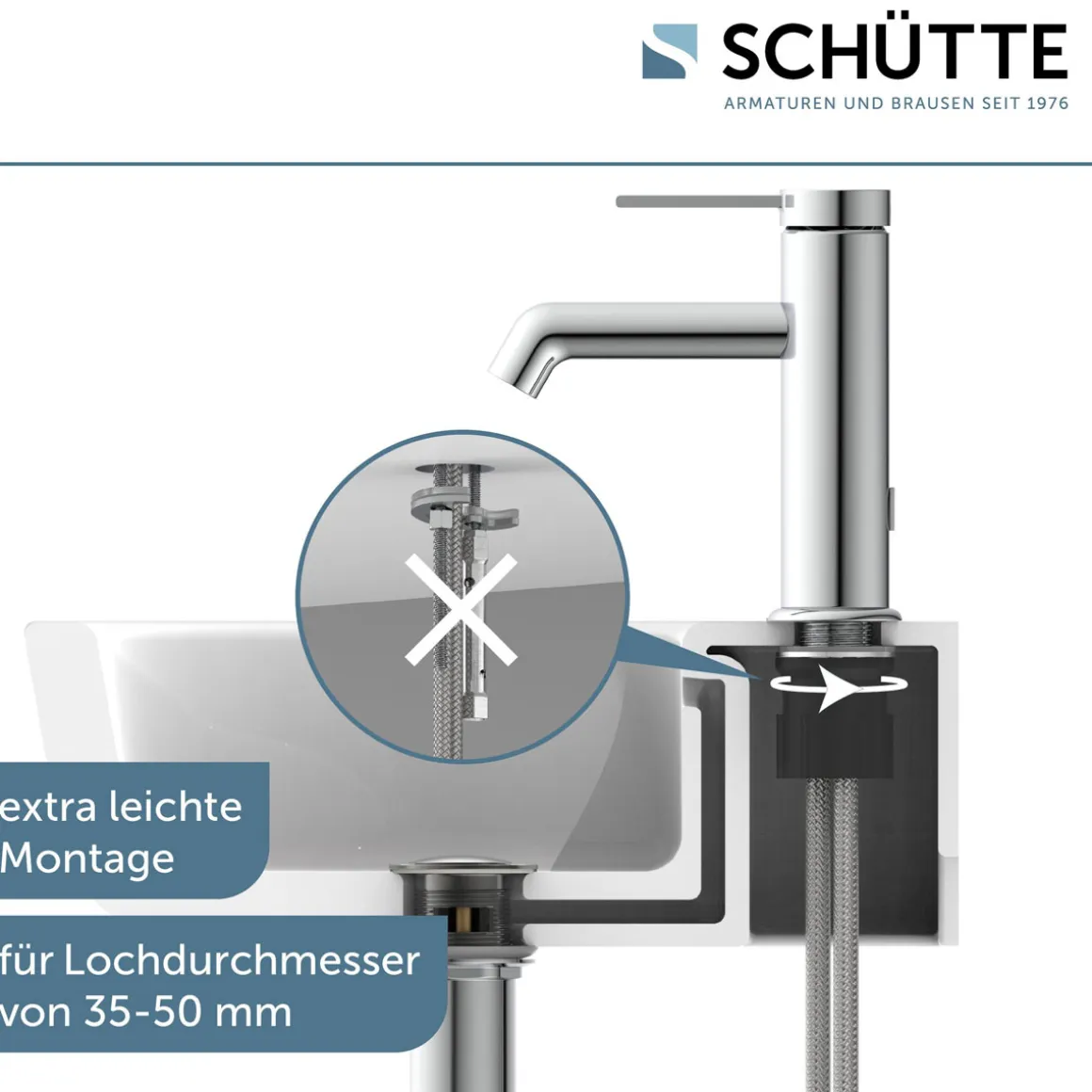 Schütte Waschtischarmatur „Los Angeles“ chrom Eco-Click-Funktion
