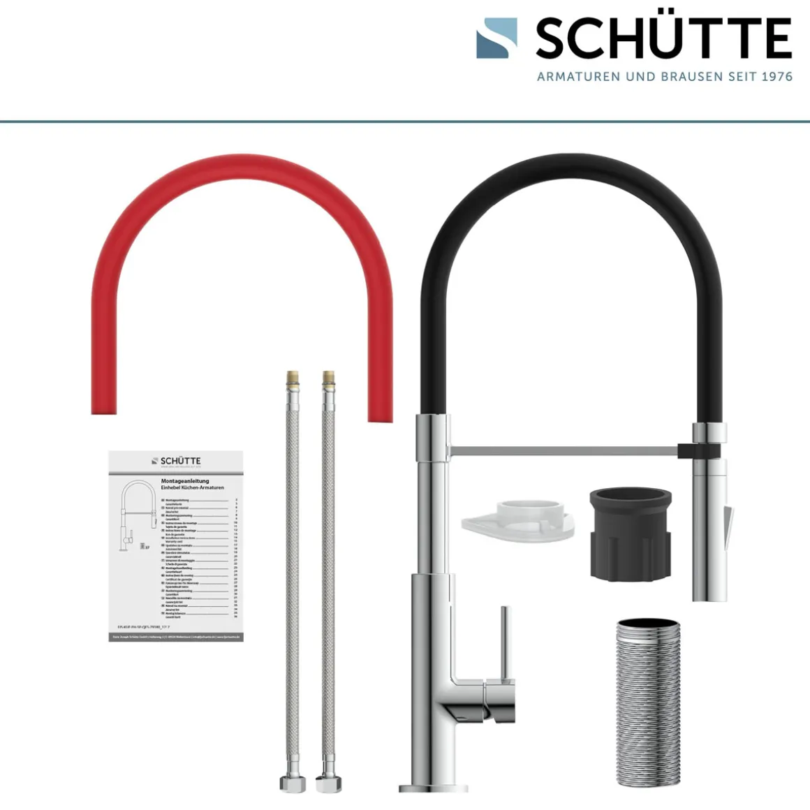 Schütte Küchenarmatur mit ausziehbarer Brause 79180 Stilo chrom schwarz