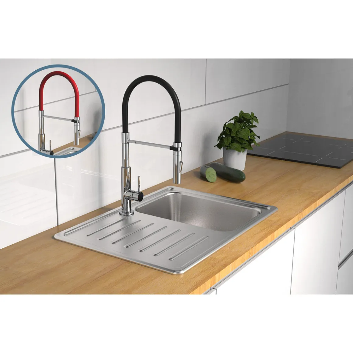 Schütte Küchenarmatur mit ausziehbarer Brause 79180 Stilo chrom schwarz