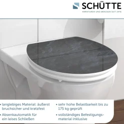 Schütte MDF HG WC-Sitz BLACK STONE mit Absenkautomatik