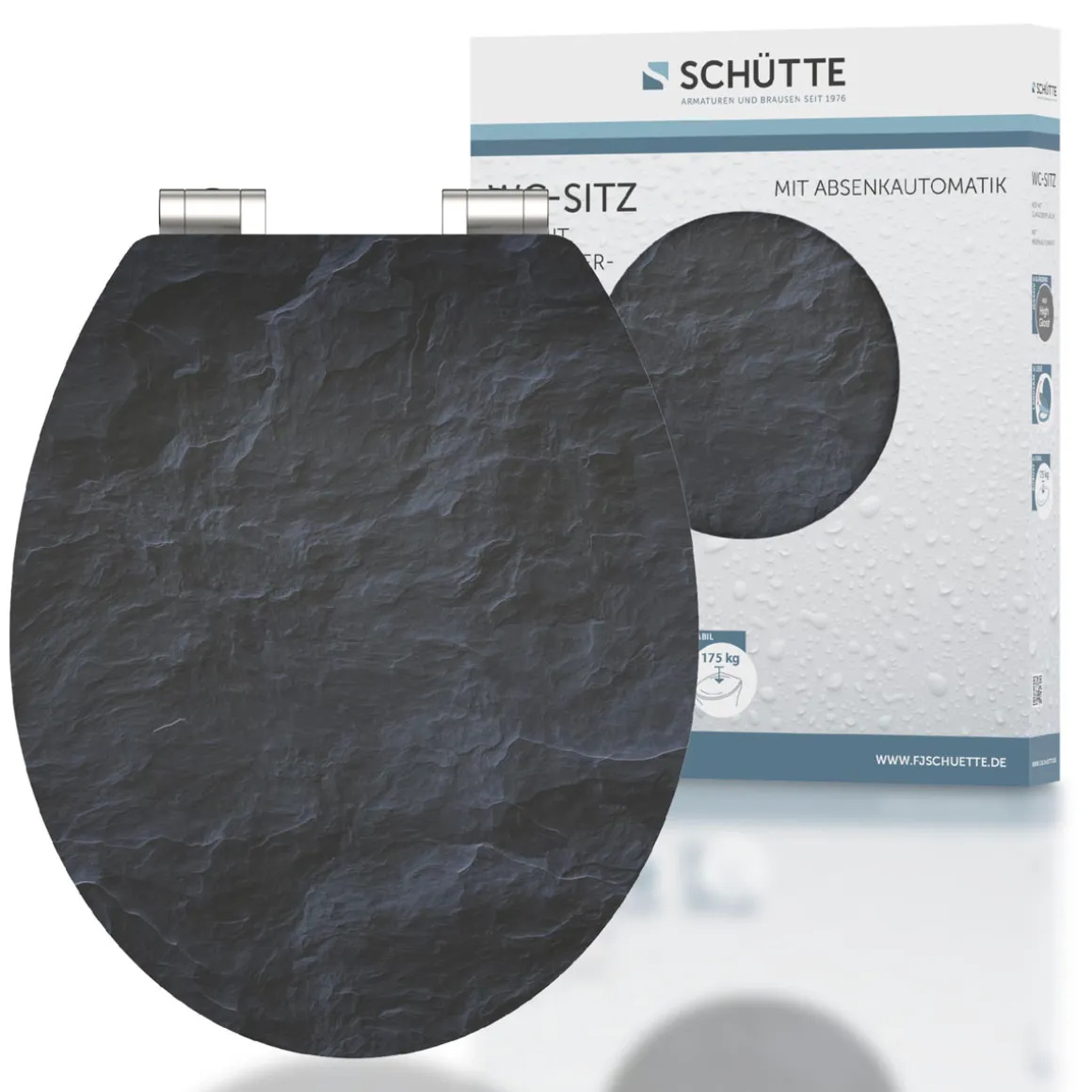 Schütte MDF HG WC-Sitz BLACK STONE mit Absenkautomatik