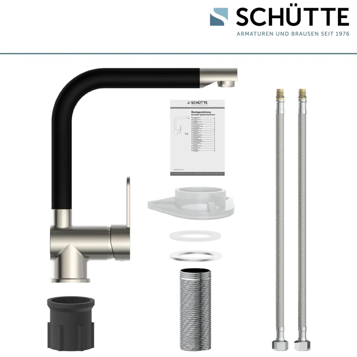 Schütte Schwenkbare Küchenarmatur Rio Edelstahloptik weiß