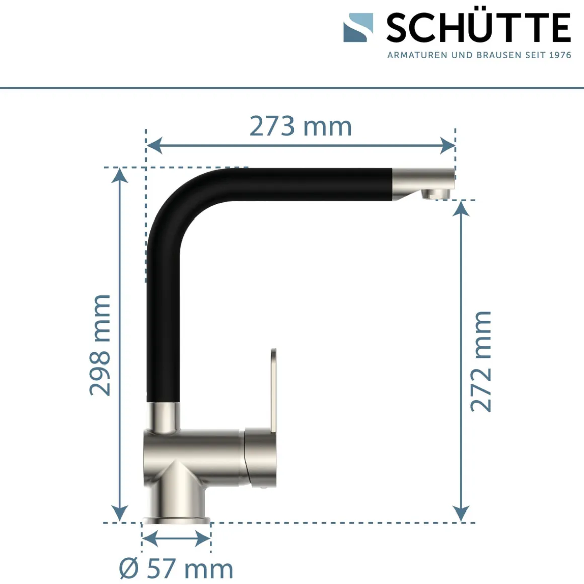 Schütte Schwenkbare Küchenarmatur Rio Edelstahloptik weiß