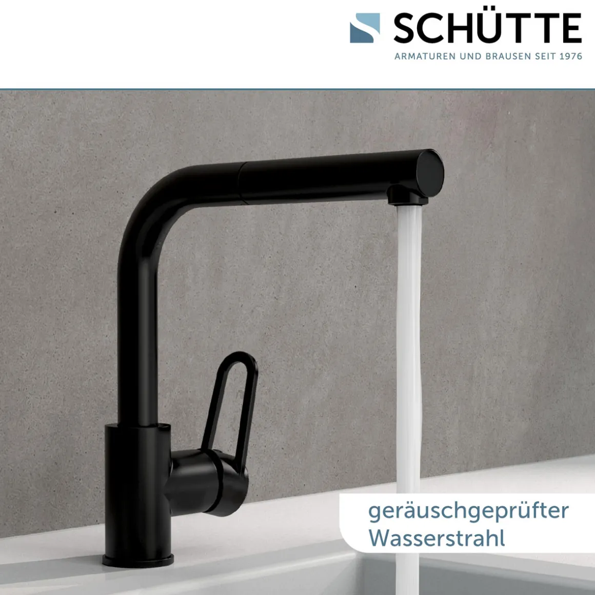 Schütte Spülarmatur Design Ring schwarz matt mit herausziehbarer Geschirrbrause