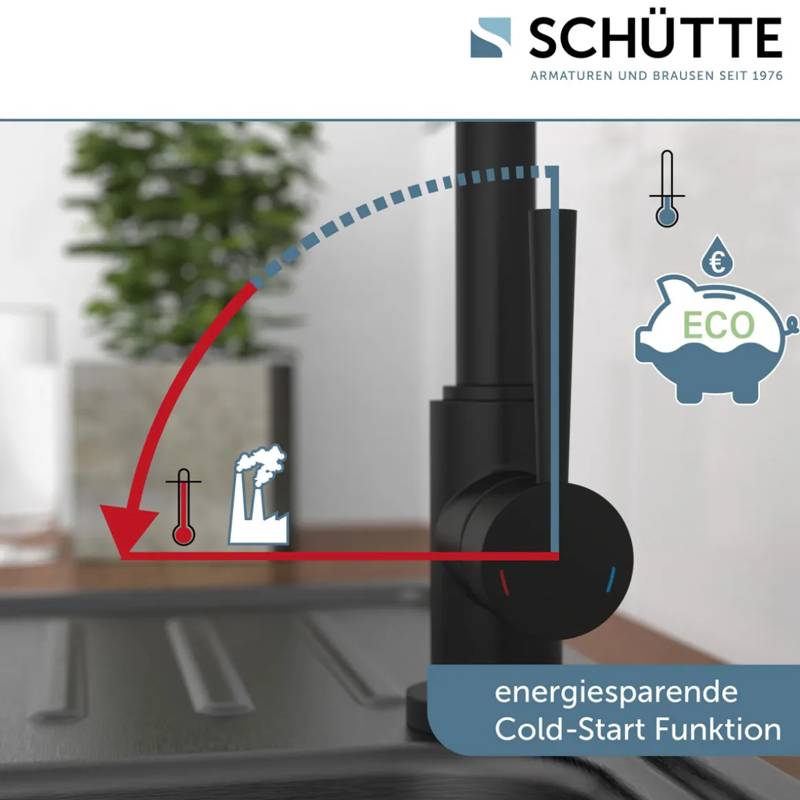 Schütte Spültischarmatur Cornwall Schwarz matt