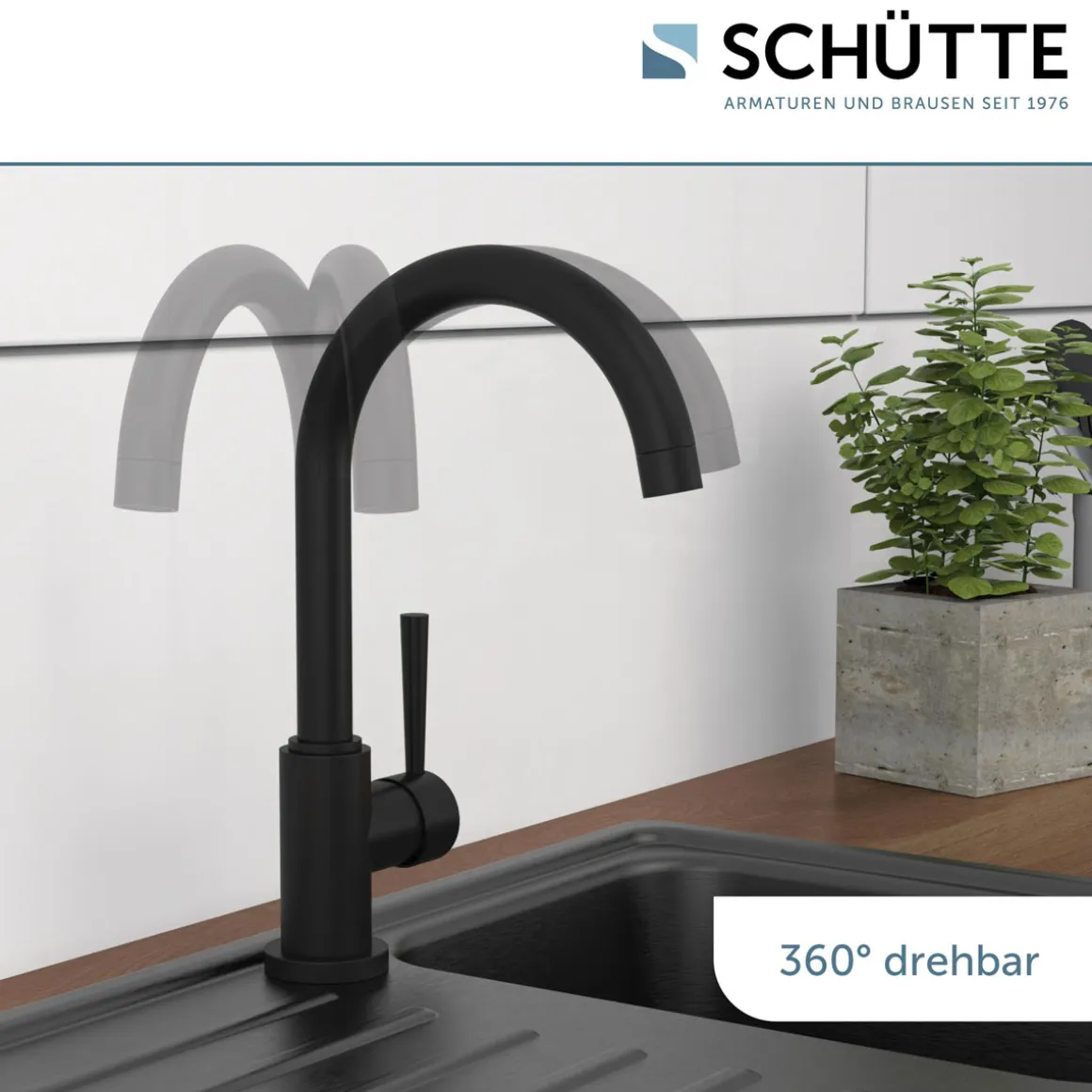 Schütte Spültischarmatur Cornwall Schwarz matt