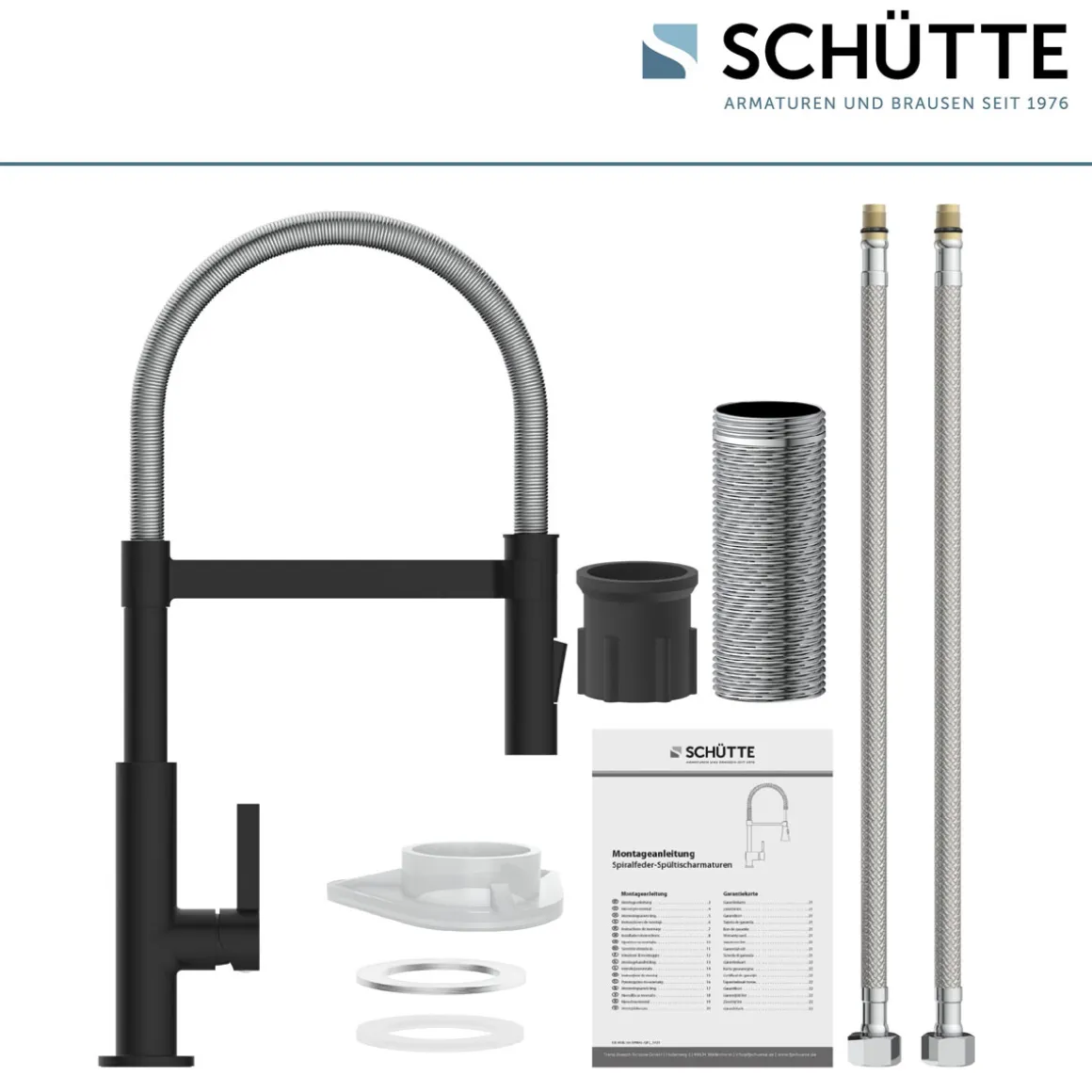 Schütte Spültischarmatur Miami schwarz matt Hochdruck ausziehbar