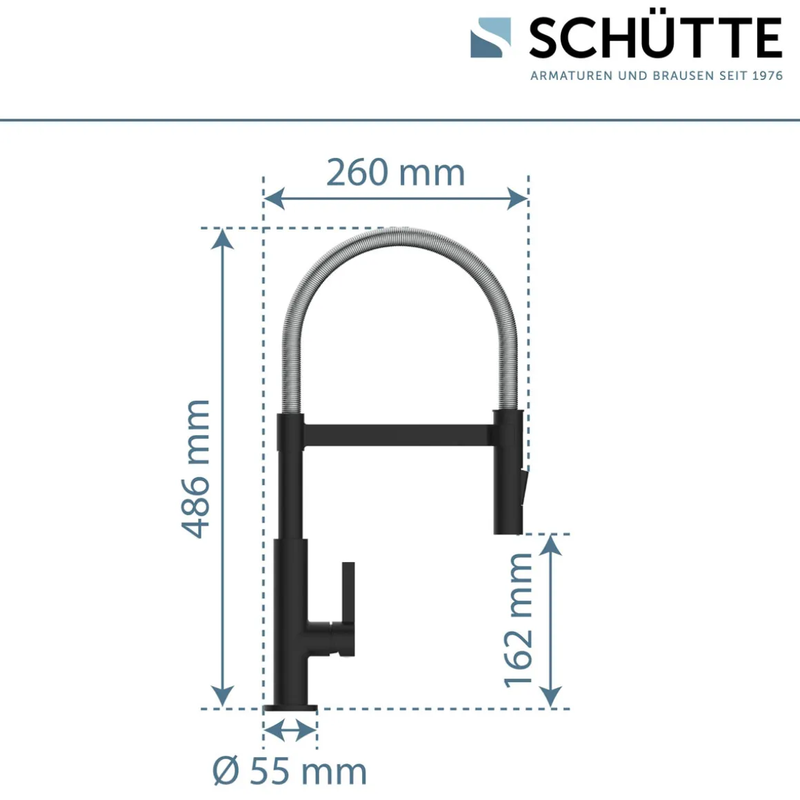 Schütte Spültischarmatur Miami schwarz matt Hochdruck ausziehbar