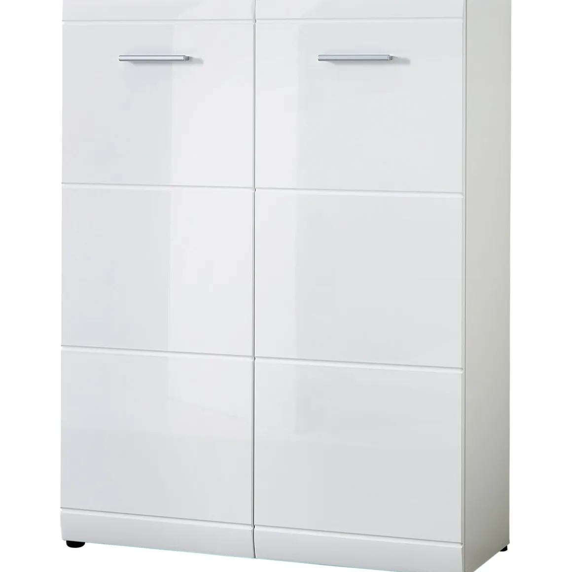 Schuhschrank Adison Fronten in Hochglanz mit Rillenfräsung 90 x 120 x 36 cm weiß