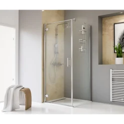 Schulte Drehtür pendelbar mit Seitenwand Toura 80 x 80 x 200 cm chrom Anschlag links
