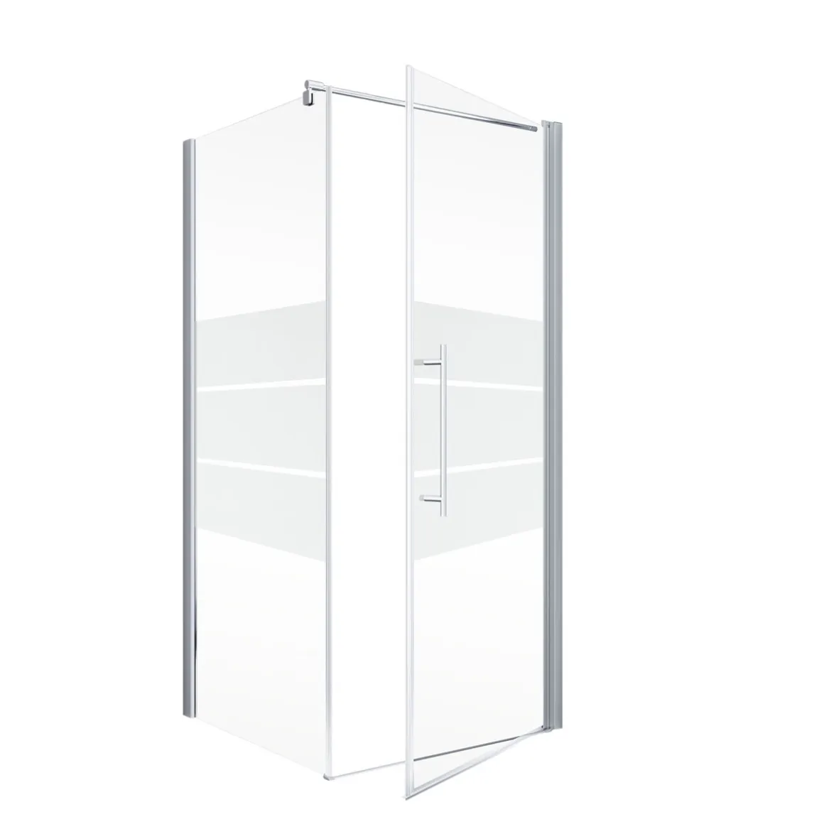 Schulte Eckdusche mit Drehtür Alexa Style 2.0 Alu Natur ESG fixil 90 x 90 cm