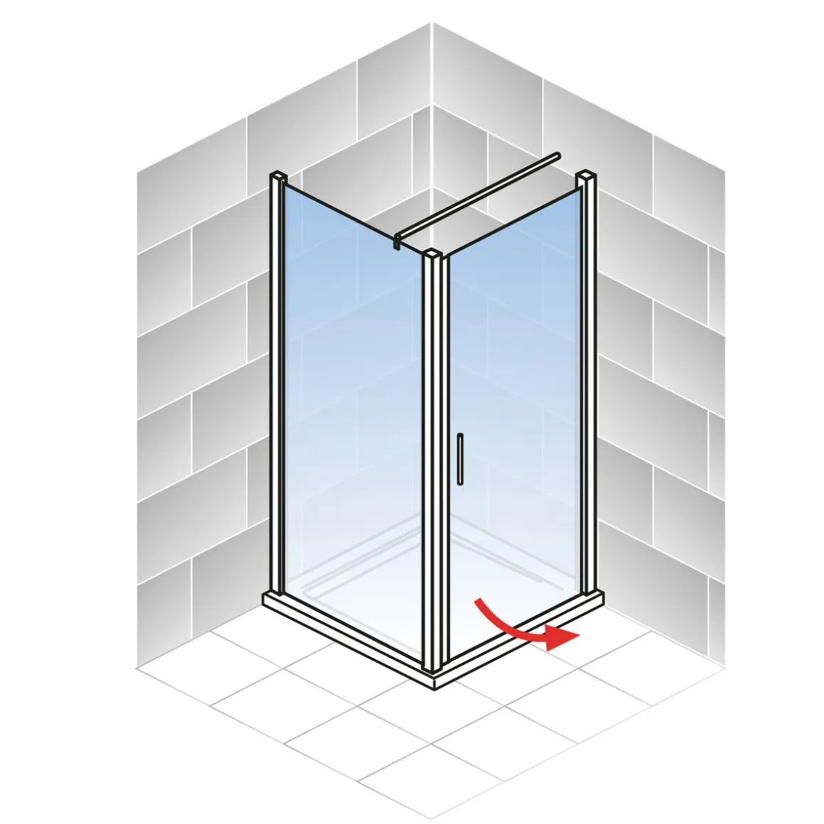 Schulte Eckdusche mit Drehtür Alexa Style 2.0 Alu Natur ESG fixil 90 x 90 cm