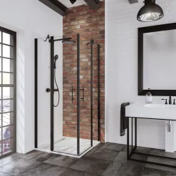 Schulte Eckeinstieg mit Drehtür BlackStyle mattschwarz BxH 80 x 192 cm