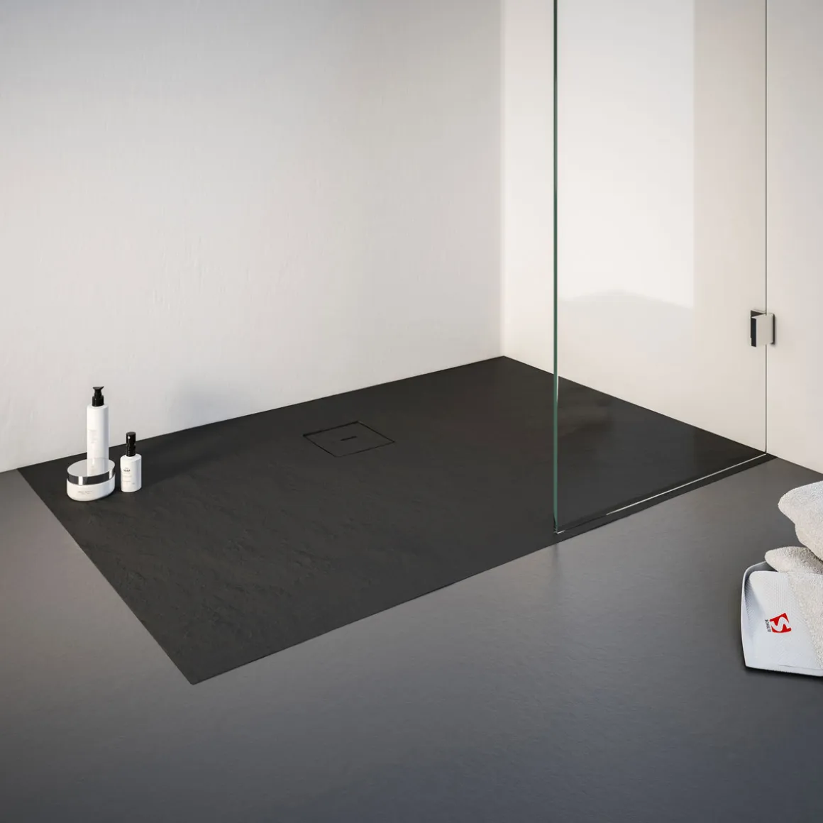 Schulte Express Plus Duschwa Mineralg Steinstr Rechteck -Plan 1400 x 750 anthraz.