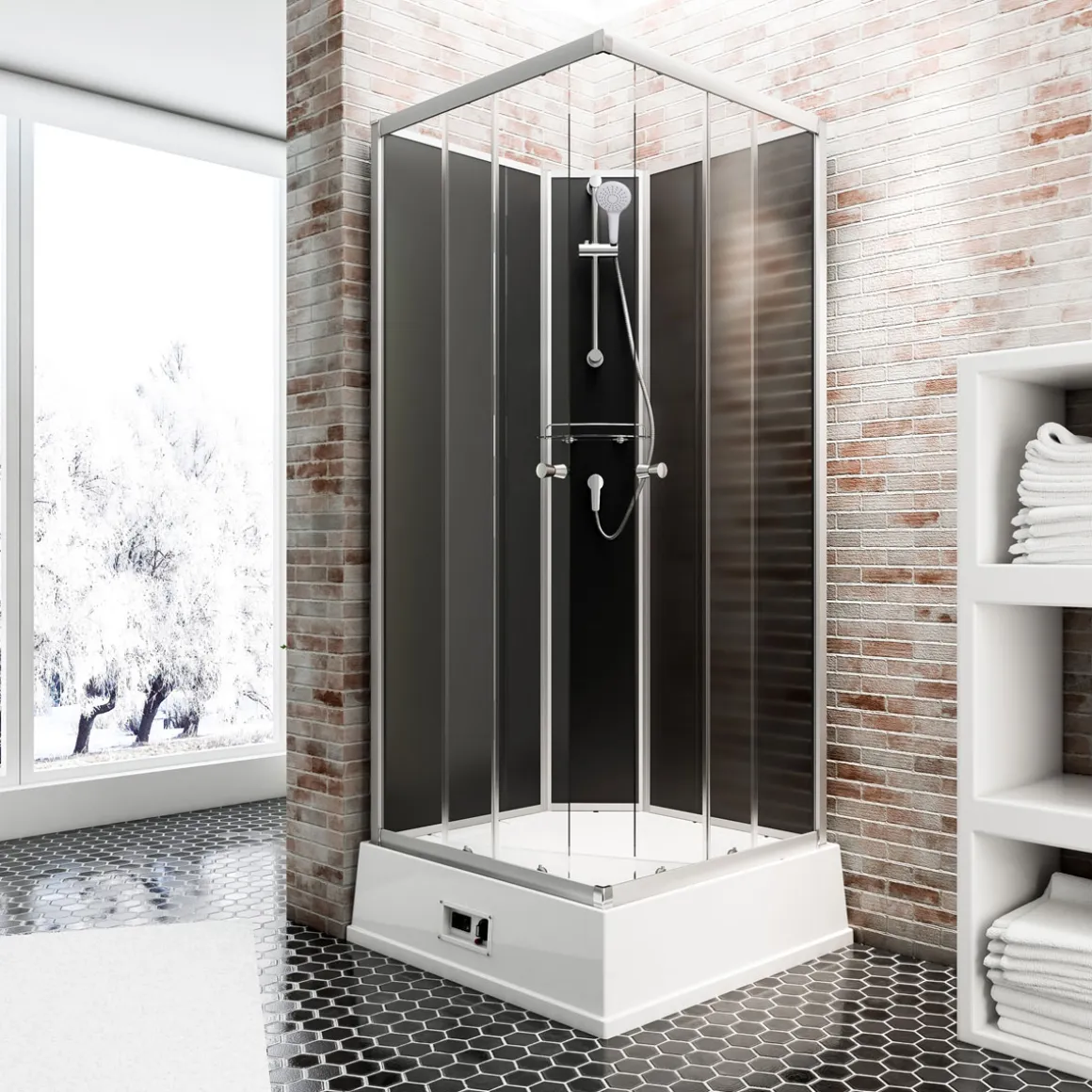 Schulte Wellnesskabine Korfu II Boiler und Pumpe schwarz