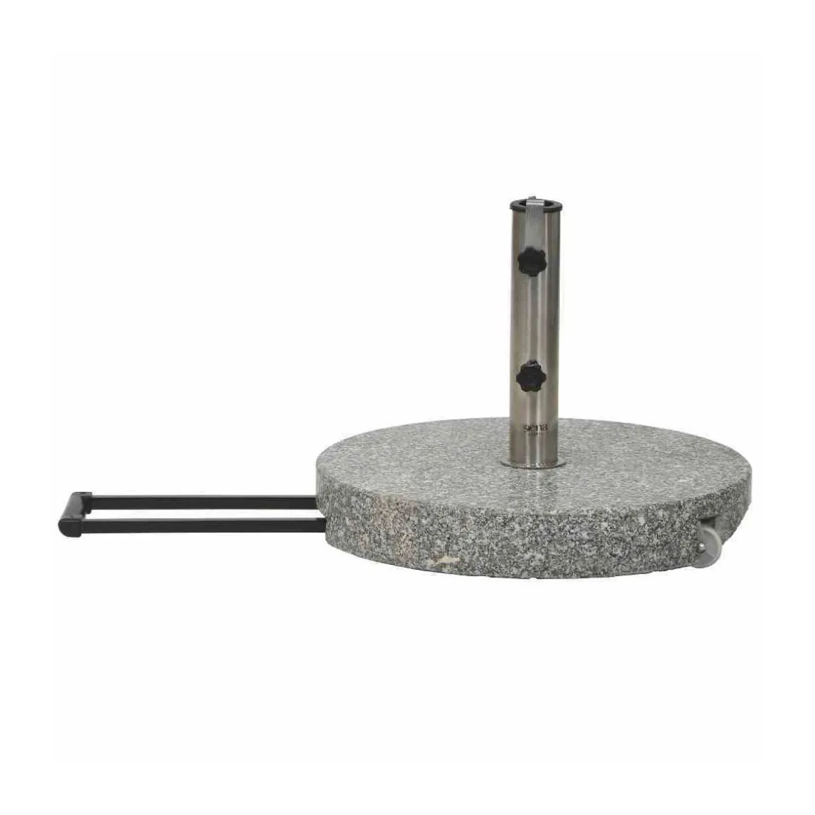 Siena Garden Granit-Schirmständer 40 kg, Ø50x8 cm, hellgrau, für Schirmstock-Ø 25-48 mm, inkl. Rollen