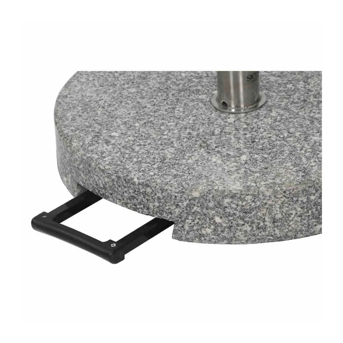 Siena Garden Granit-Schirmständer 40 kg, Ø50x8 cm, hellgrau, für Schirmstock-Ø 25-48 mm, inkl. Rollen