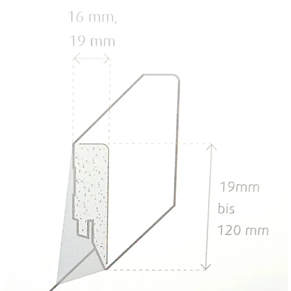 Sockelleiste Topline 4 x 1,6 x 250 cm weiß