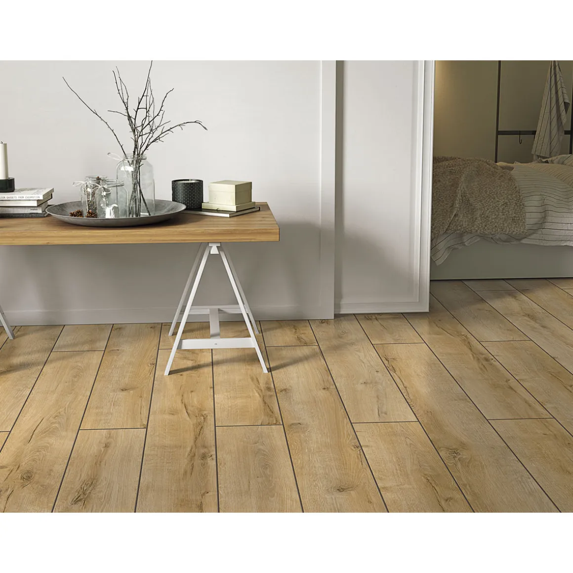 Specht Laminatboden Deluxe Aqua Eiche light 128,5 x 19,2 cm