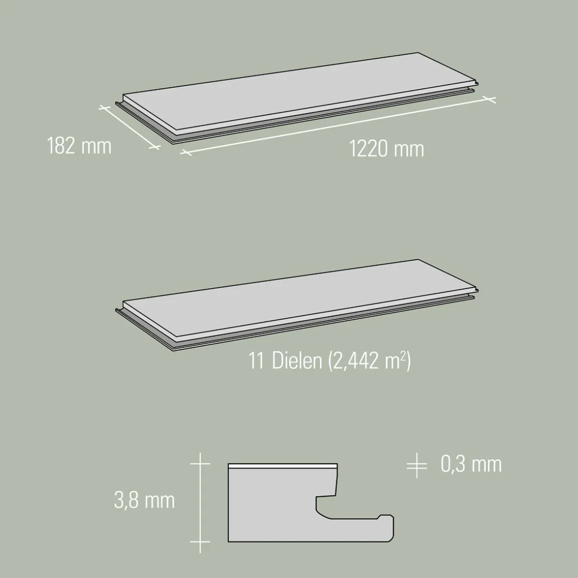 Specht Vinylboden Vinyl SPC Classic Eiche Alberta 1220 x 182 x 3,8 mm