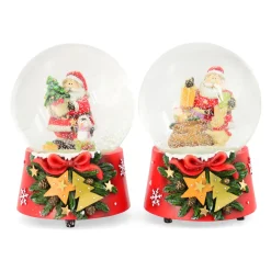 Spieluhr Schneekugel Santa sortiert Poly 14,5 cm