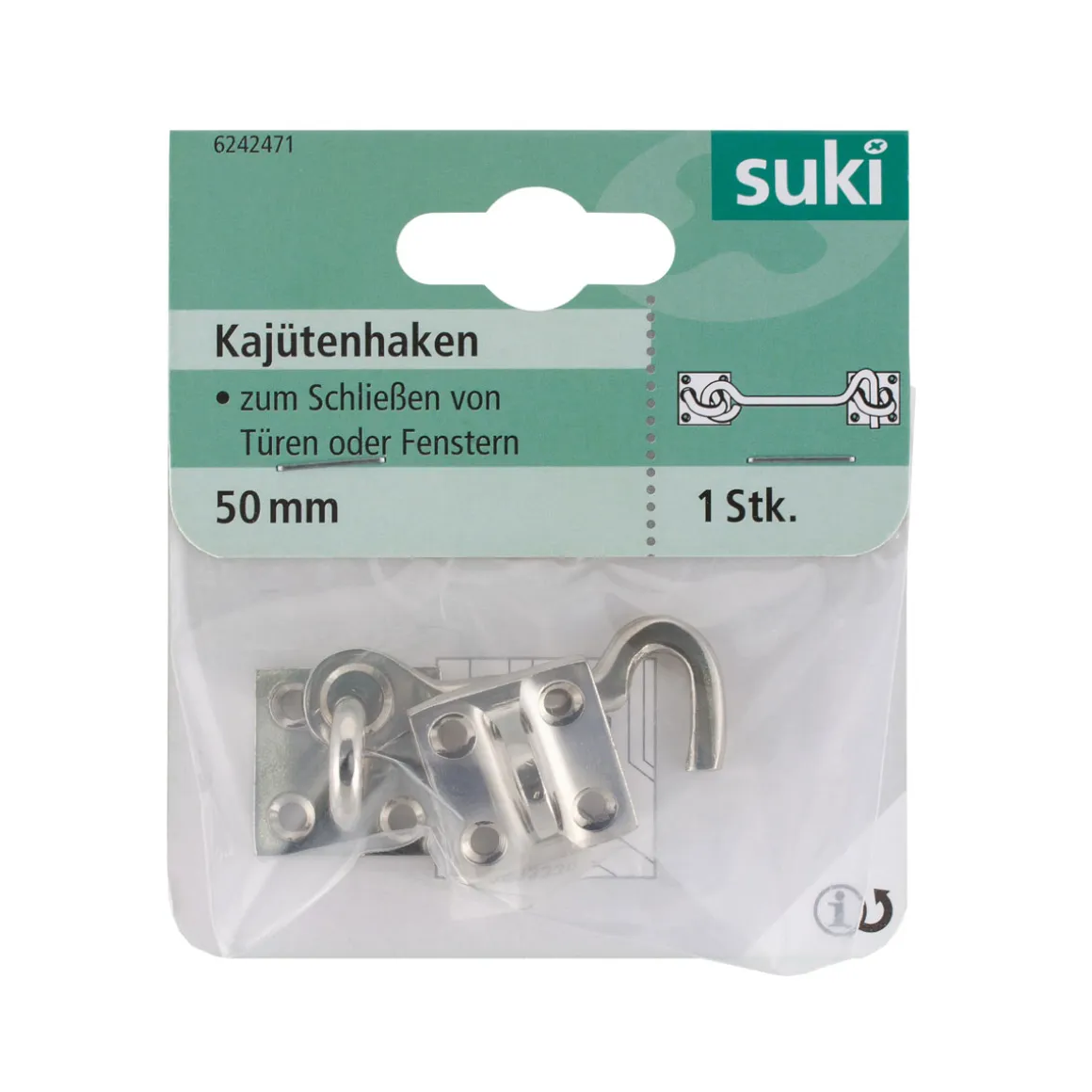 Suki Kajütenhaken vernickelt 50 mm