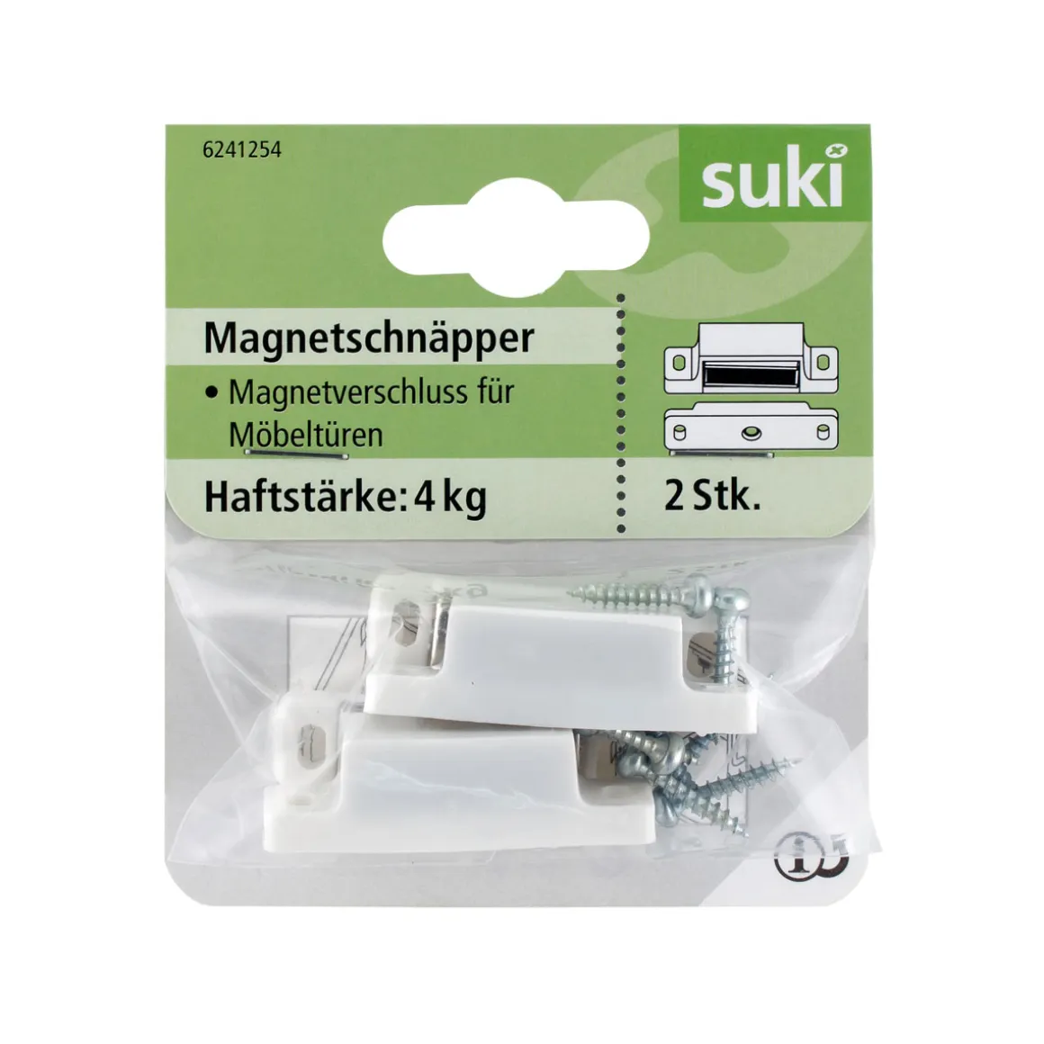 Suki Magnetschnäpper bewegliche Gegenplatte weiß 2 Stück
