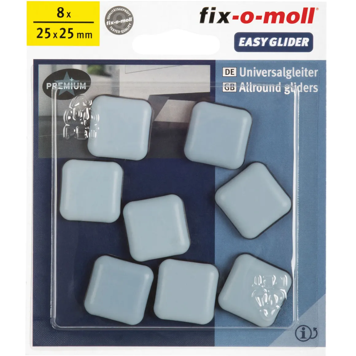 Suki Universalgleiter Easy Glider klebend 2,5 x 2,5 cm grau 8 Stück