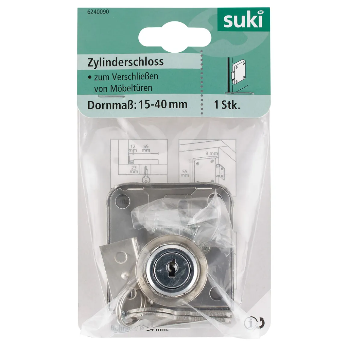 Suki Zylinderschloss verschiedenschließend 22 mm