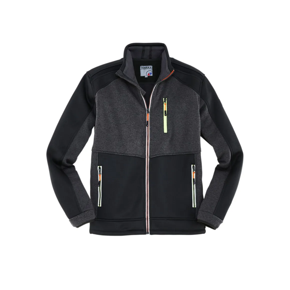 Terrax Workwear Strickfleecejacke schwarz-limette-orange Größe M