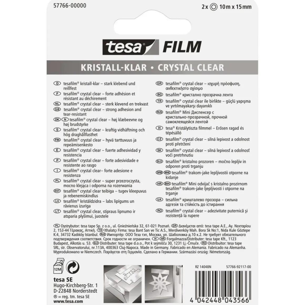 Tesa film kristallklar 2 Rollen 10 m x 15 mm