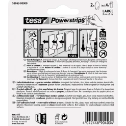 Tesa Haken Powertstripe Large Oval mattchrom 2 Haken und 4 Strips