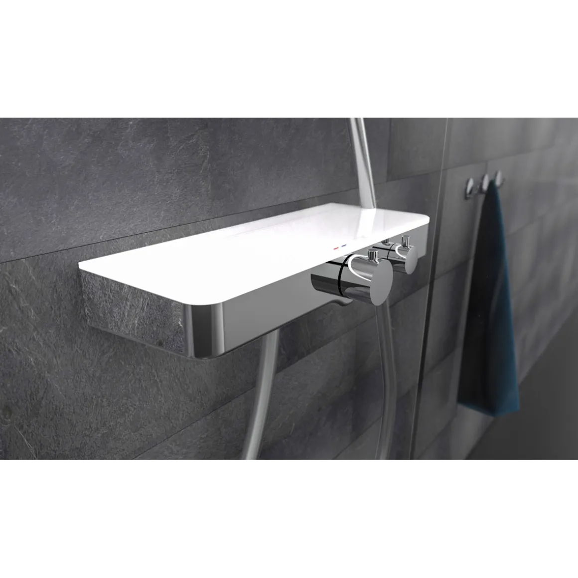 Thermostat-Duscharmatur Ocean chrom/weiß mit Ablage
