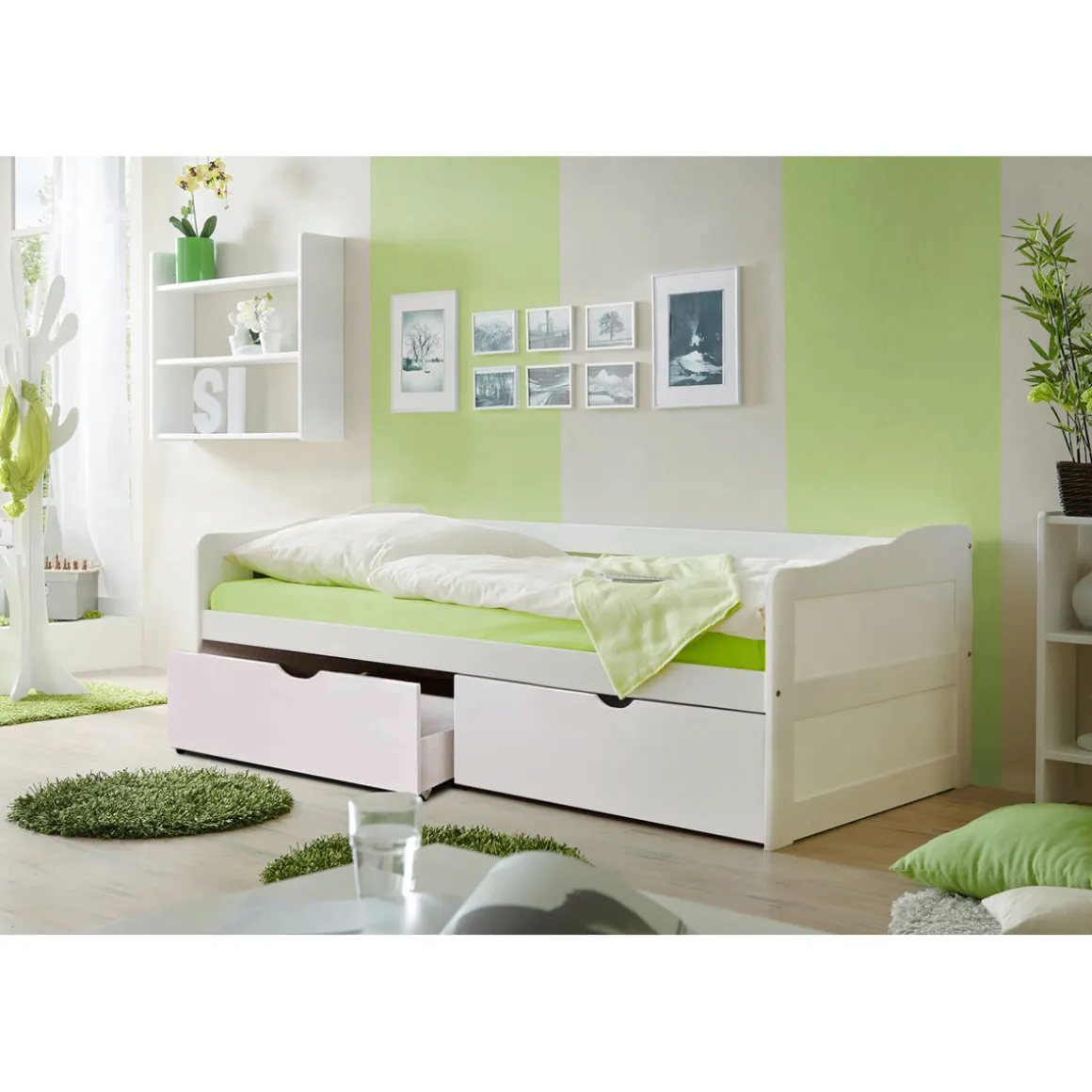 Ticaa Sofabett „Melanie“, weiß, mit Schubkasten