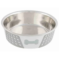 Trixie Edelstahl Napf mit Silikon 1400 ml 21 cm weiß/grau