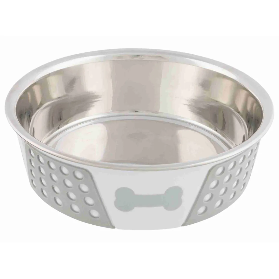 Trixie Edelstahl Napf mit Silikon 1400 ml 21 cm weiß/grau