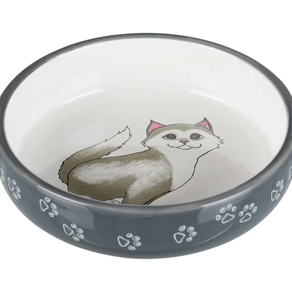 Trixie Keramiknapf Katze für kurznasige Rassen 300 ml 15 cm grau/weiss