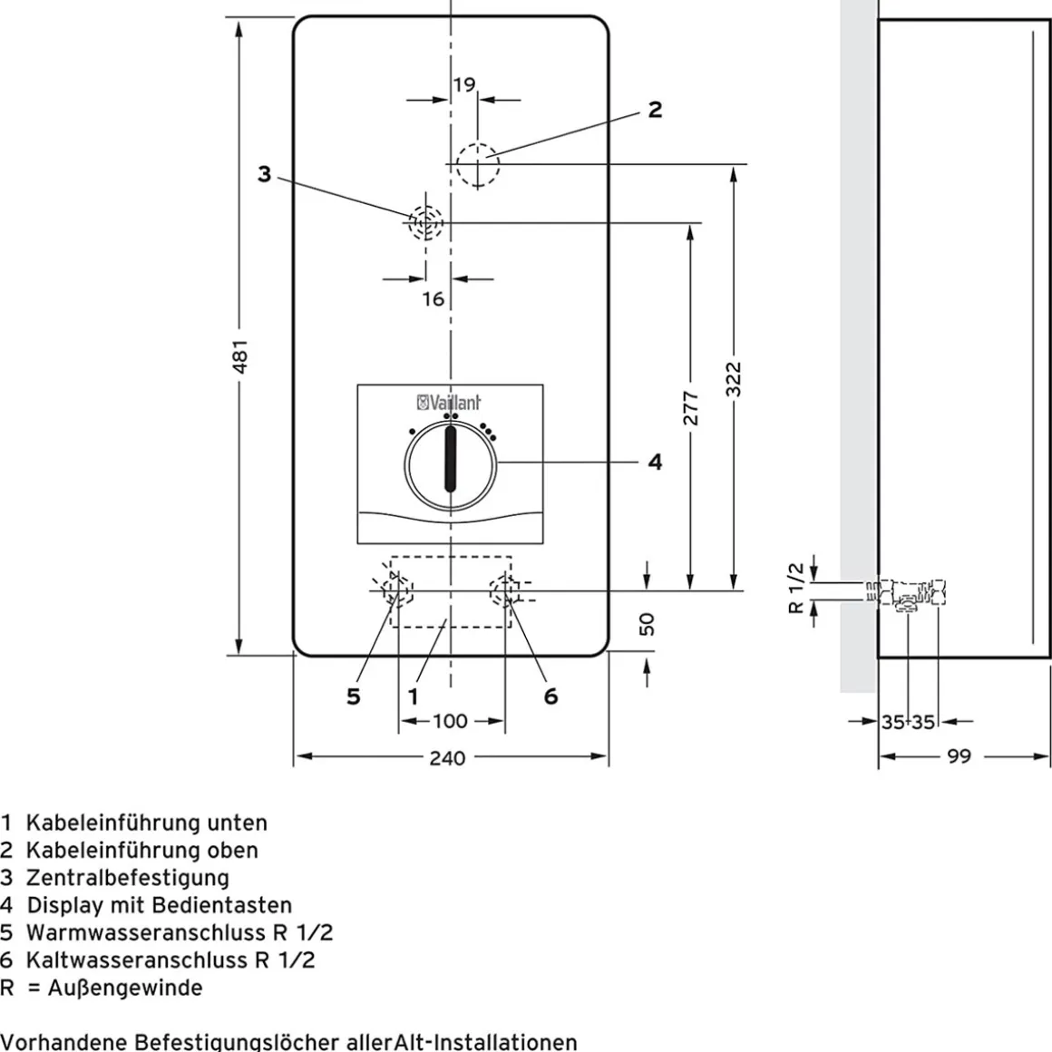 Vaillant elekt. Durchlaufe. VEDE 24/8PRO24kw