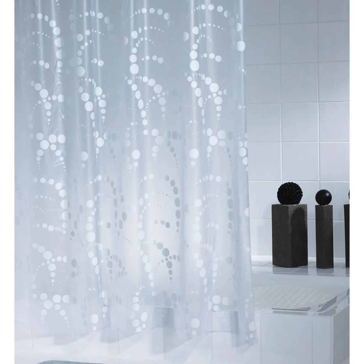 Valblue Duschvorhang Dots Folie 180 x 200 cm weiß